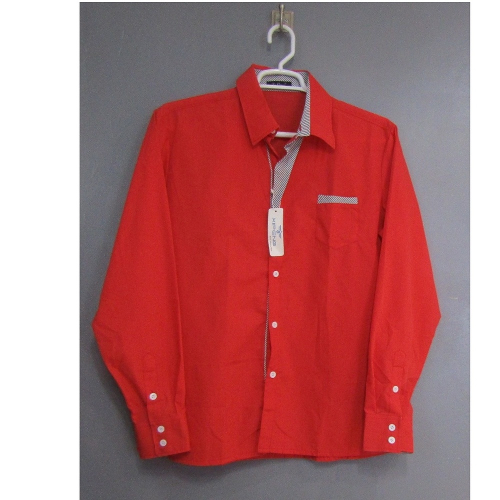 NEW Xi Peng Persimmon Red Dress Shirt w/ Contrast